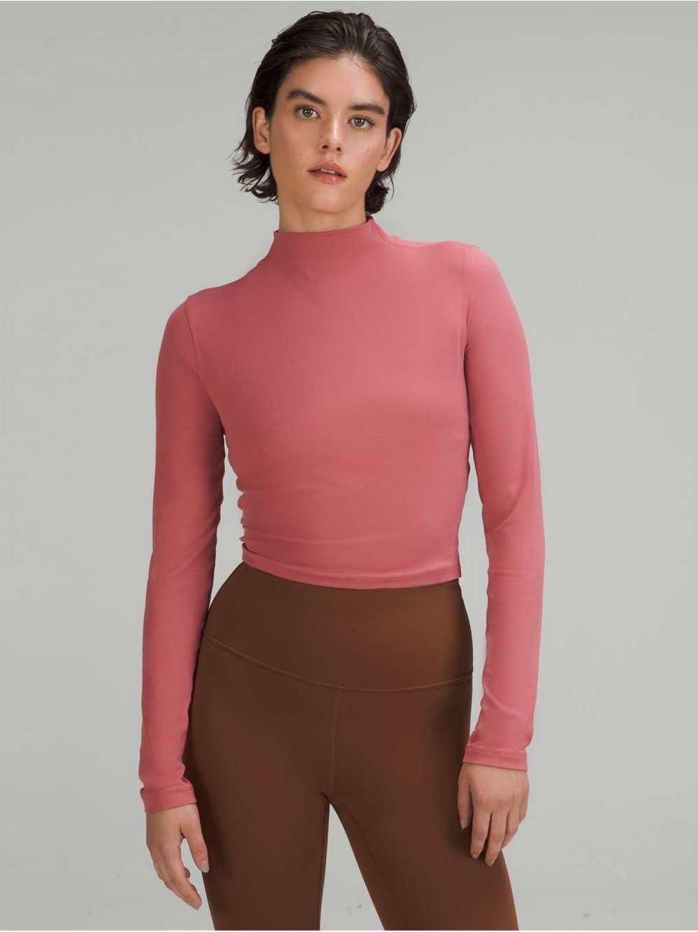 lululemon athletica All Aligned Mock Neck Long Sleeve Shirt in Brier Rose